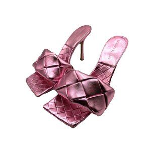38.5 RARE Bottega Veneta Lido Slide Sandals Azelea Metallic Pink